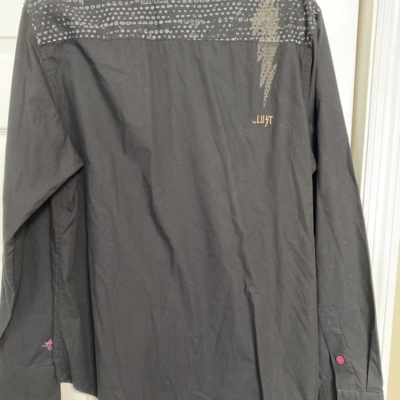 Lost Enterprises Long Sleeved Button Up Shirt Men’s Size Large Black - Picture 5 of 6
